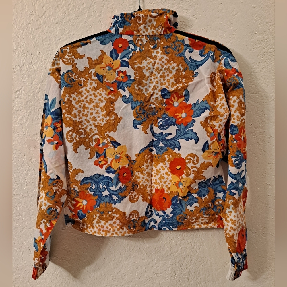 Adidas Women's Gold Baroque & Floral Patterned Zip Front Track Jacket Size 2XS - Picture 4 of 7